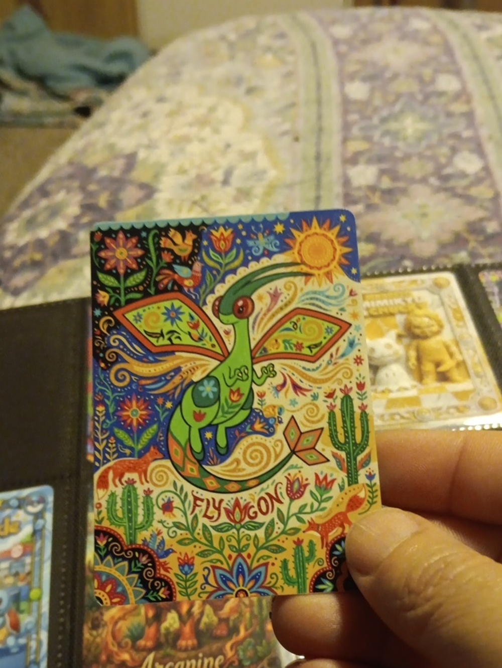 Colorful Illustrated Pocket Card — Green Dragonfly Design